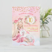 ガール&ベビーユニコーン誕生日パーティー 招待状 (スタンド正面)