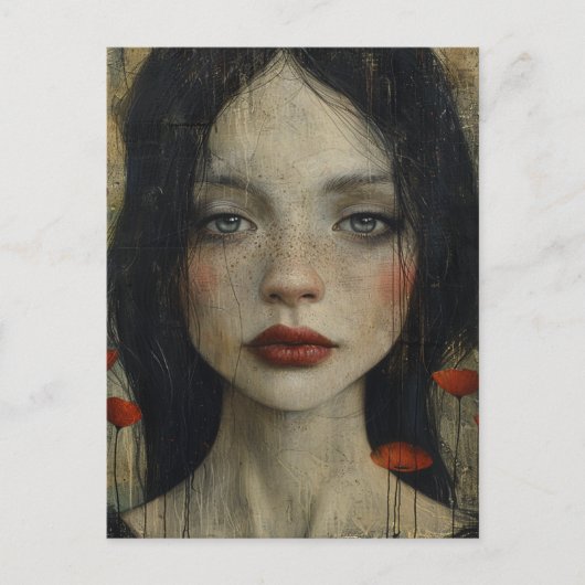 ガール&ポピー素朴ズグランジ ポストカード (正面)