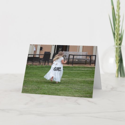 ガール ラン - 彼女のカードに気をつけて サンキューカード (正面)