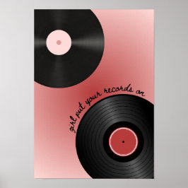 「ガール、レコードをかけて」ビニール音楽レコード ポスター