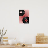 「ガール、レコードをかけて」ビニール音楽レコード ポスター (キッチン)