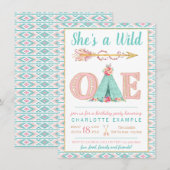 ガール ワイルド ワン バースデー パーティー 招待状 (正面/裏面)