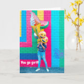 ガール、幸運を祈ってる!(応援してる!) カード (黄色い花)