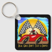 ガール、改造赤市松模様に、フラパーソナライズされたグ キーホルダー (正面)