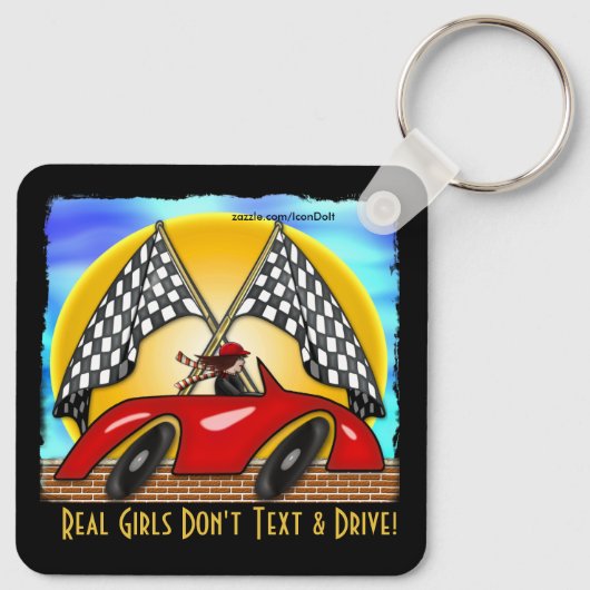 ガール、改造赤市松模様に、フラパーソナライズされたグ キーホルダー (裏面)