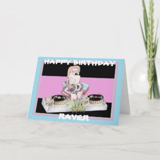 ガールDJアニメの誕生日カード カード