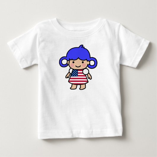 ガールUSフラッグドレス ベビーTシャツ (正面)