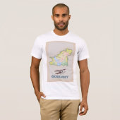 ガーンジーのヴィンテージの地図 Tシャツ (正面フル)