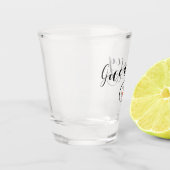 ガーンジー国旗のハートスクリプトデザイン ショットグラス (左)