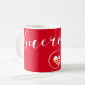 ガーンジー国旗のハート、チャネル諸島 コーヒーマグカップ (正面左)