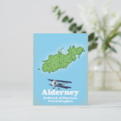 ガーンジー王国のアルダーニー統一されたベイリウィックの地図 ポストカード (スタンド正面)