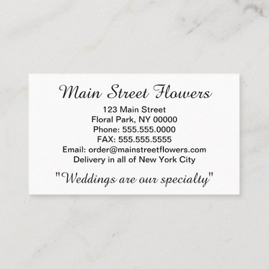 ガ蘭の白い花 名刺 (裏面)