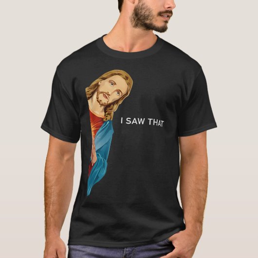 キおもしろいリスト教の男性がT – を贈るのを見たイエス Tシャツ (正面)
