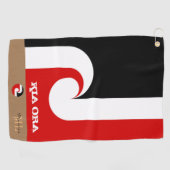 キアオラとマオリ国旗ニュージーランモノグラムのド/name ゴルフタオル (横)