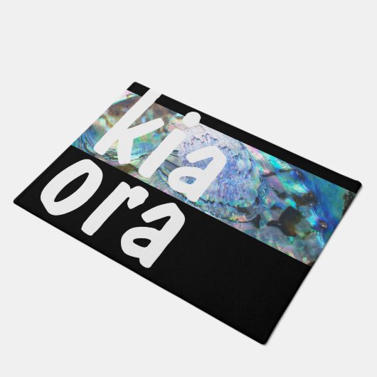 キアオラニュージーランドパウアブラックマオリNZ KIWI ドアマット (アングル)