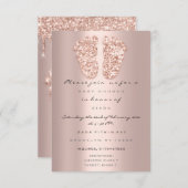 キアライベントドリップバラ金ゴールドベビーシャワー足 招待状 (正面/裏面)