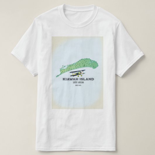 キアワアイランドサウスカロライナの地図 Tシャツ (デザイン正面)