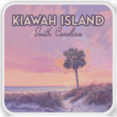 キアワアイランドサウスカロライナビーチパームツリー シール (正面)