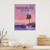キアワアイランドサウスカロライナビーチパームツリー ポスター (キッチン)