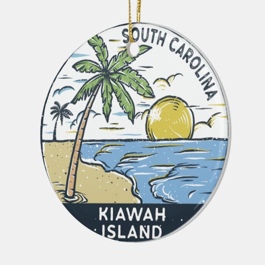 キアワアイランドサウスカロライナヴィンテージ セラミックオーナメント (左)