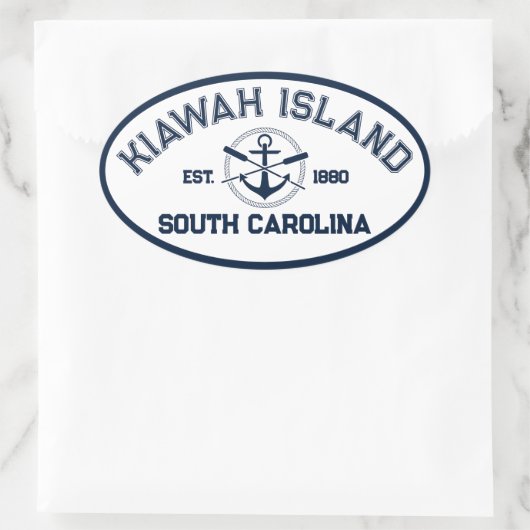 キアワアイランドサウスカロライナ海軍オールいかり 楕円形シール (バッグ)
