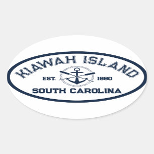 キアワアイランドサウスカロライナ海軍オールいかり 楕円形シール