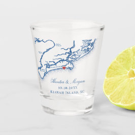 キアワアイランドマップエレガントネイビーブルー結婚式の引き出物 ショットグラス
