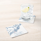 キアワアイランドマップエレガントネイビーブルー結婚式の引き出物 スクエアペーパーコースター (インサイチュ)