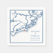 キアワアイランドSCのマップエレガントネイビーブルー結婚ズ スタンダードカクテルナプキン (正面)