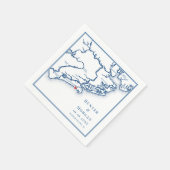 キアワアイランドSCのマップエレガントネイビーブルー結婚ズ スタンダードカクテルナプキン (角)