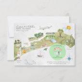 キアワ島の結婚式の予定表マップ 招待状 (正面)
