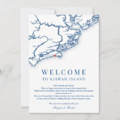 キアワ島結婚のウェルカム旅程ネイビーブルー サンキューカード (正面)