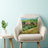 キアンティの風景の城、黄色の花畑 クッション (椅子)