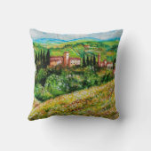 キアンティの風景の城、黄色の花畑 クッション (裏面)