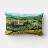 キアンティの風景の城、黄色の花畑 ランバークッション (裏面)
