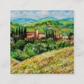 キアンティ風景の中のカステル,黄色の花畑 スクエア名刺 (裏面)