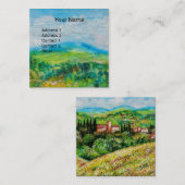 キアンティ風景の中のカステル,黄色の花畑 スクエア名刺 (正面/裏面)