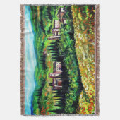 キアンティ風景の中のカステル,黄色の花畑 スローブランケット (正面縦)