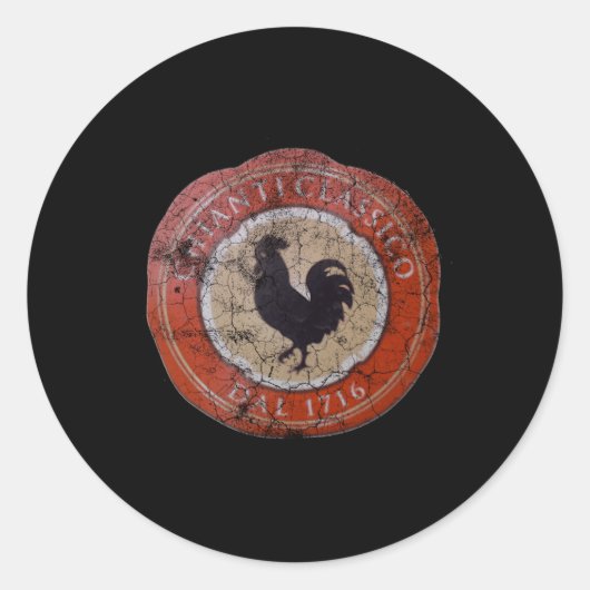 キアンティOエンブレム赤イタリアンワインラベル ラウンドシール (正面)