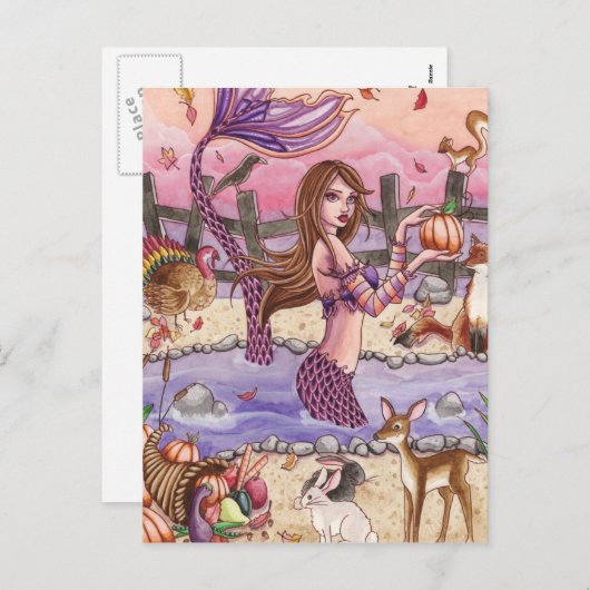 キアンドラ – 感謝祭マーメイドはがき シーズンポストカード (正面/裏面)