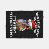 キイキイと鳴るおもしろいクリスマスリスのクリスマス フリースブランケット (正面(横))