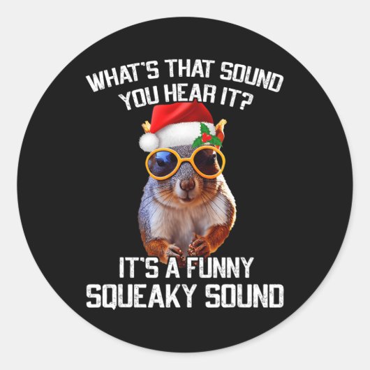 キイキイと鳴るおもしろいクリスマスリスのクリスマス ラウンドシール (正面)