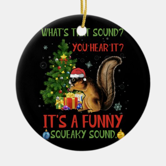 キイキイと鳴るおもしろいクリスマスリス セラミックオーナメント (正面)