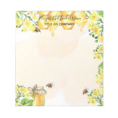 キイロのハチの花と蜂蜜ラベル ビジネス名 ノートパッド (正面)