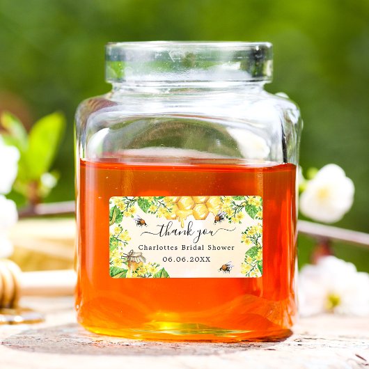 キイロの花のブンブン蜂のブライズシャワー感謝祭 ラベル