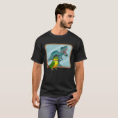 キイロサイドグリーン チークのオウムとレックスの反射 I Tシャツ (正面フル)