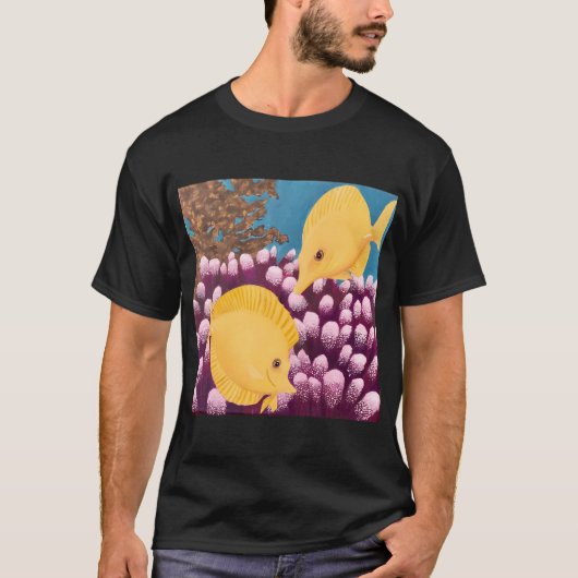 キイロハギとサンゴ礁 Tシャツ (正面)