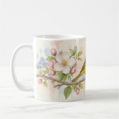 キイロメジロの花 ボタニカルアート コーヒーマグカップ (左)