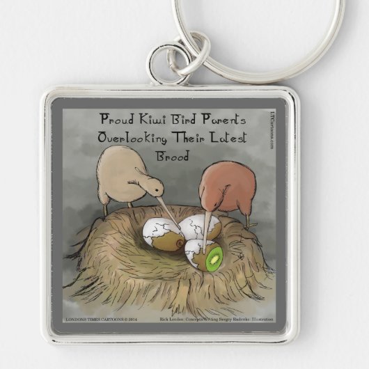 キウおもしろいイの鳥が果実の世話をする キーホルダー (正面)