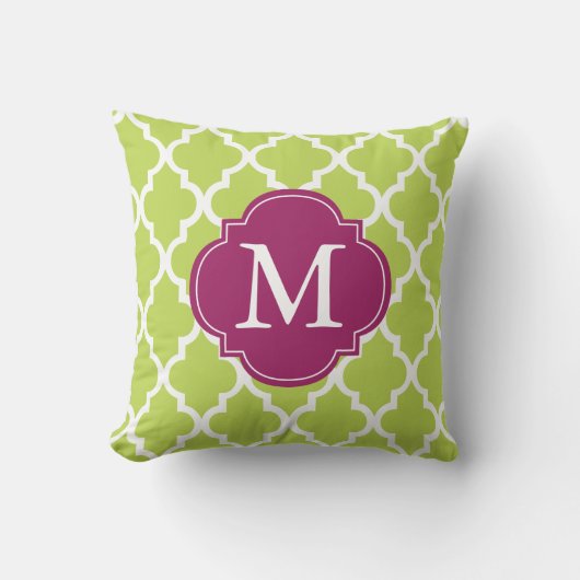 キウィグリーンモノグラムのクローバー クッション (正面)